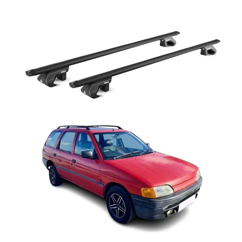 Dachträger Grundtäger für Ford Escort Kombi 1993-2000 90kg Alu Schwarz 2 tlg ABE