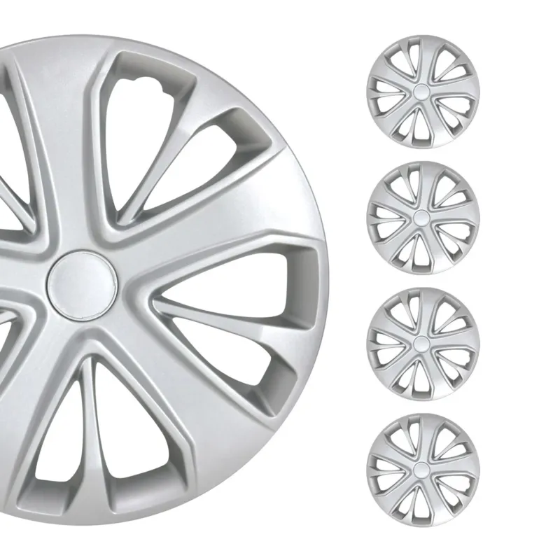 4x Radkappen Radzierblenden Radblenden für Auto 15" Zoll Radkappensatz Silber