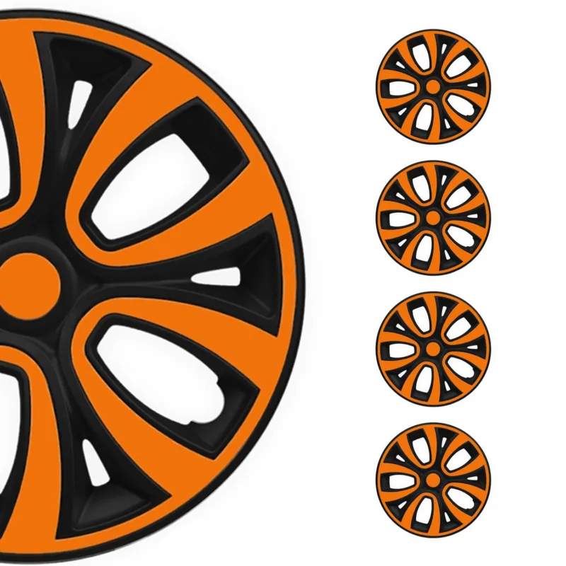 4x Radblenden Radkappen Radzierblenden 16" Zoll Stahlfelgen Matt Schwarz Orange