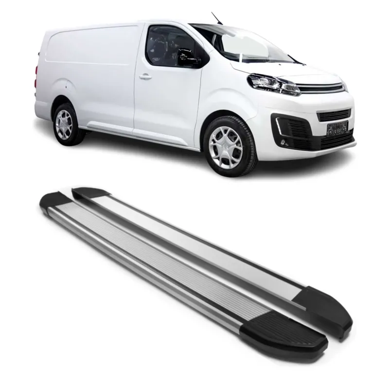 Alu Seitenschweller Trittbretter für Citroen Jumpy 2016-2026 L2 L3 Silber 2x