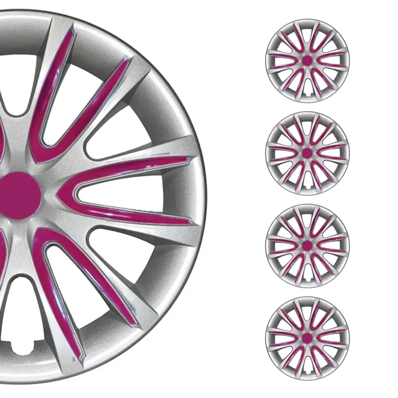 4x Radkappen Radzierblenden Radblenden 15" Zoll Stahlfelgen Grau Lila