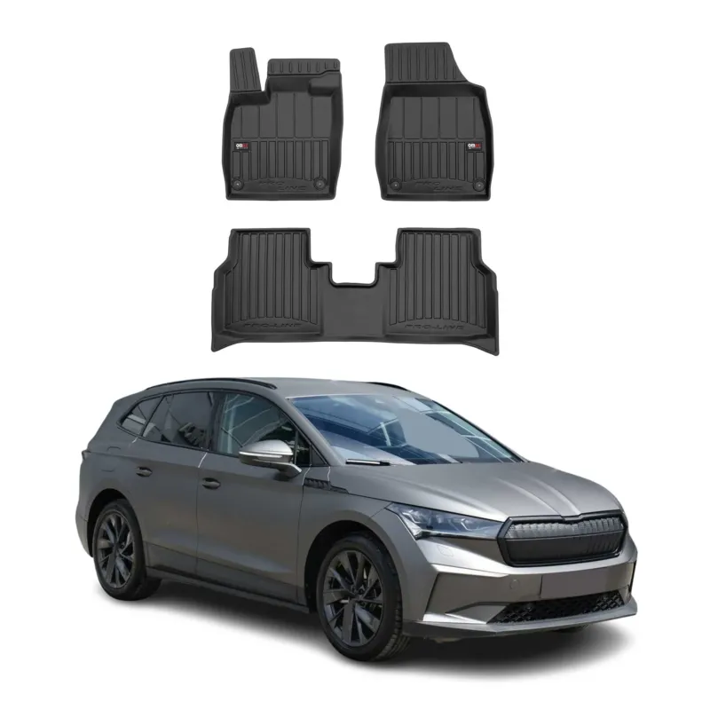 OMAC Gummi Fußmatten für Skoda Enyaq 2020-2026 Premium TPE Automatten Schwarz 4x