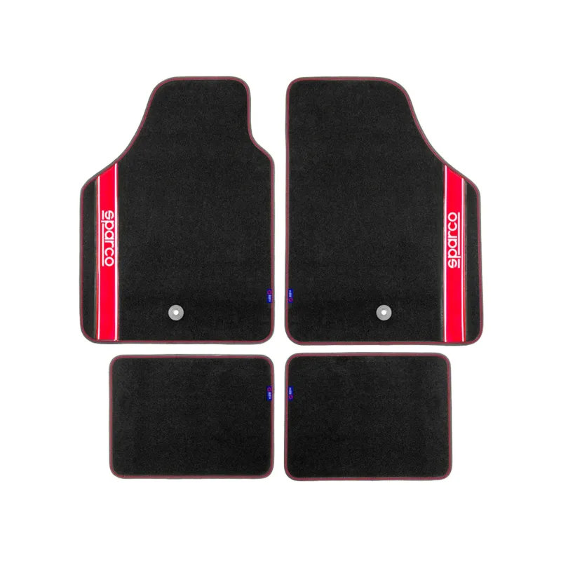 SPARCO Fußmatten Automatten Universal Schwarz Rot Autoteppich Alwettermatten 4x