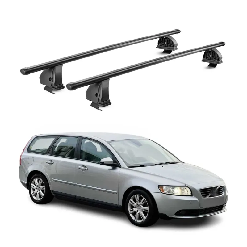 Stahl Dachträger für Volvo V50 2004-2012 TÜV Abschließbar 75 kg 2tlg Schwarz