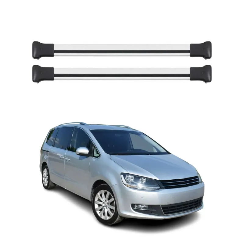 Dachträger Gepäckträger für VW Sharan 2010-2023 Relingträger Aluminium Grau 2x