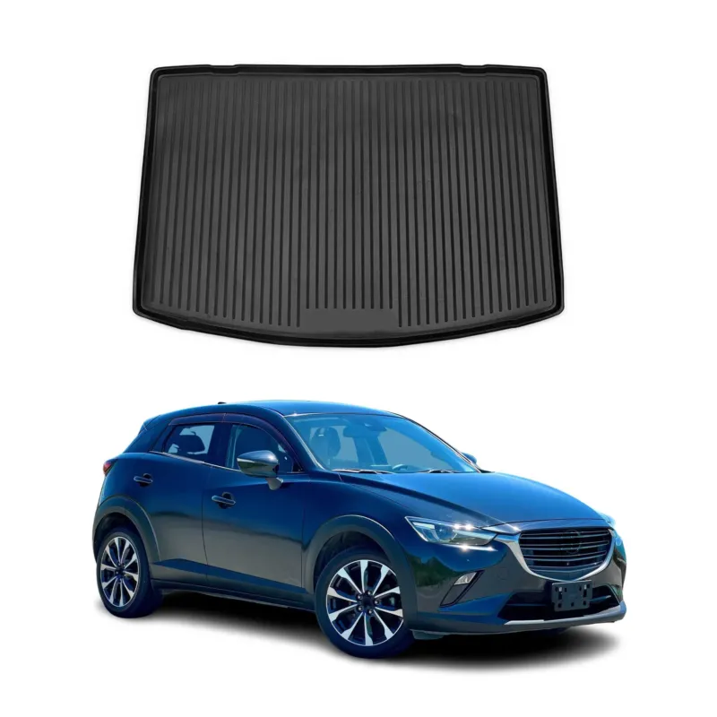 Kofferraummatte Kofferraumwanne für Mazda CX-3 2015-2024 Gummi TPE Schwarz