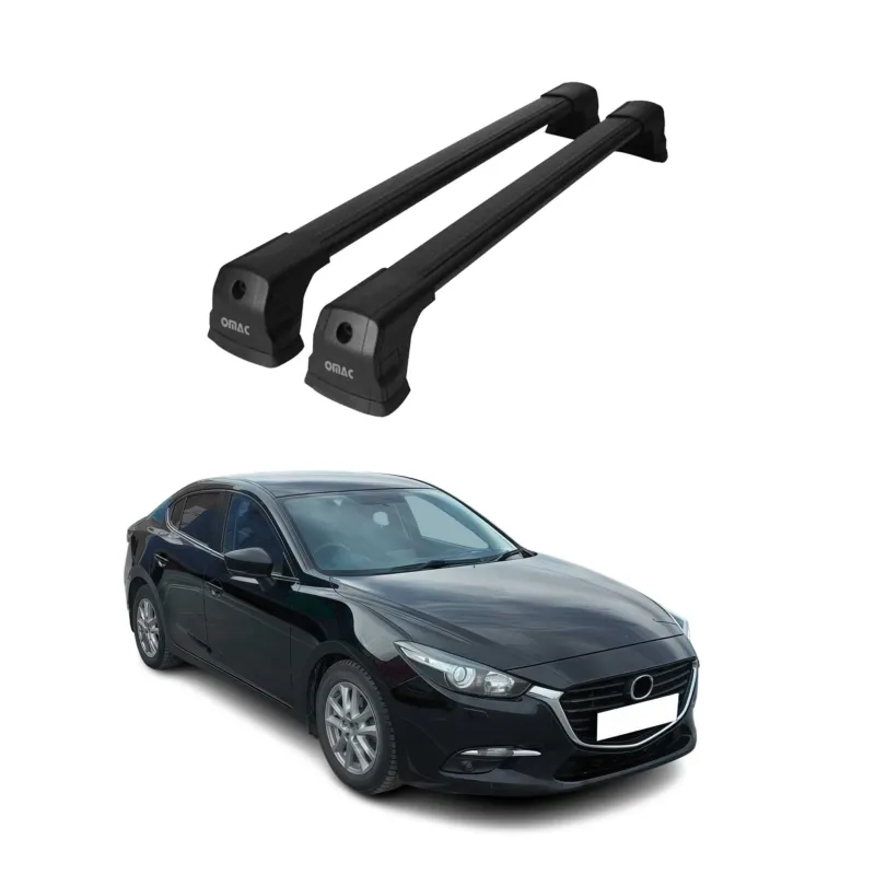 Dachträger Grundtäger für Mazda 3 BM Stufenheck 2013-2019 75kg Alu Schwarz 2 tlg