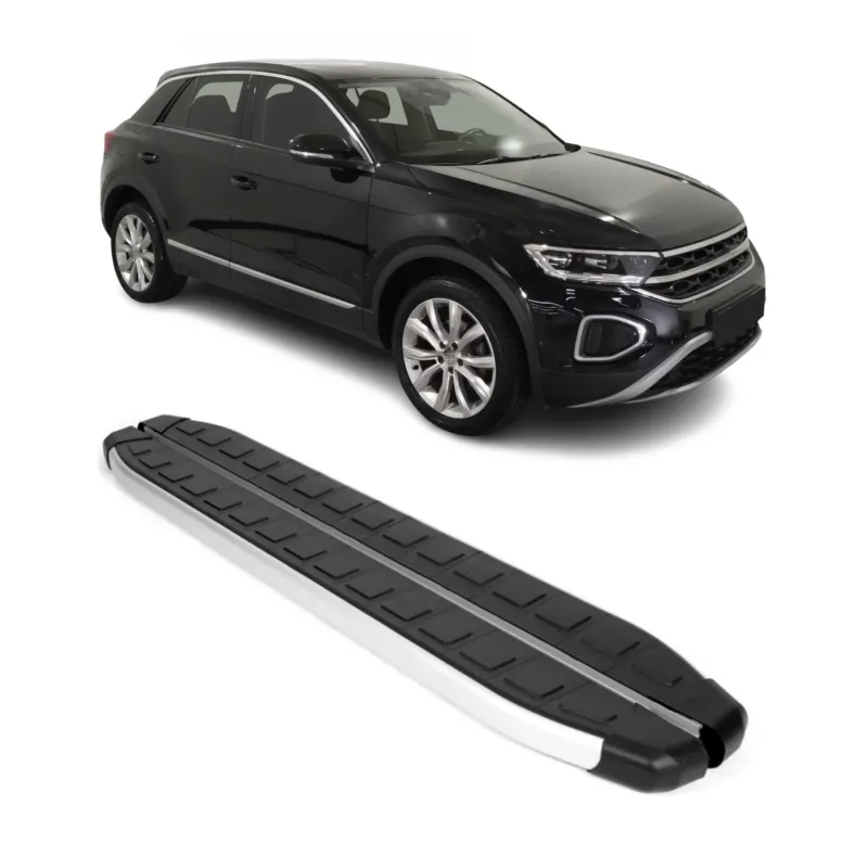 Trittbretter Schweller Seitenschweller für VW T-Roc 2017-2025 Silber Schwarz 2x