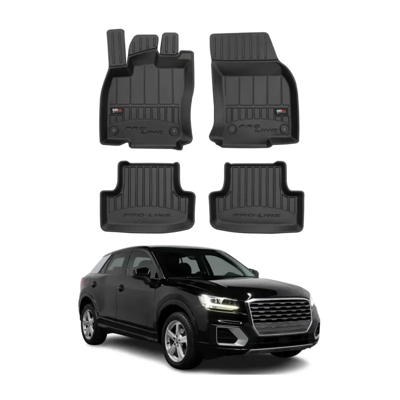 OMAC Gummi Fußmatten für Audi Q2 2017-2026 Premium TPE 3D Automatten Schwarz 4x