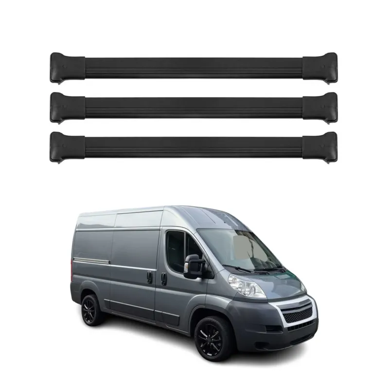 Dachträger Grundtäger für Citroen Jumper 2006-2024 75kg Aluminium Schwarz 3 tlg