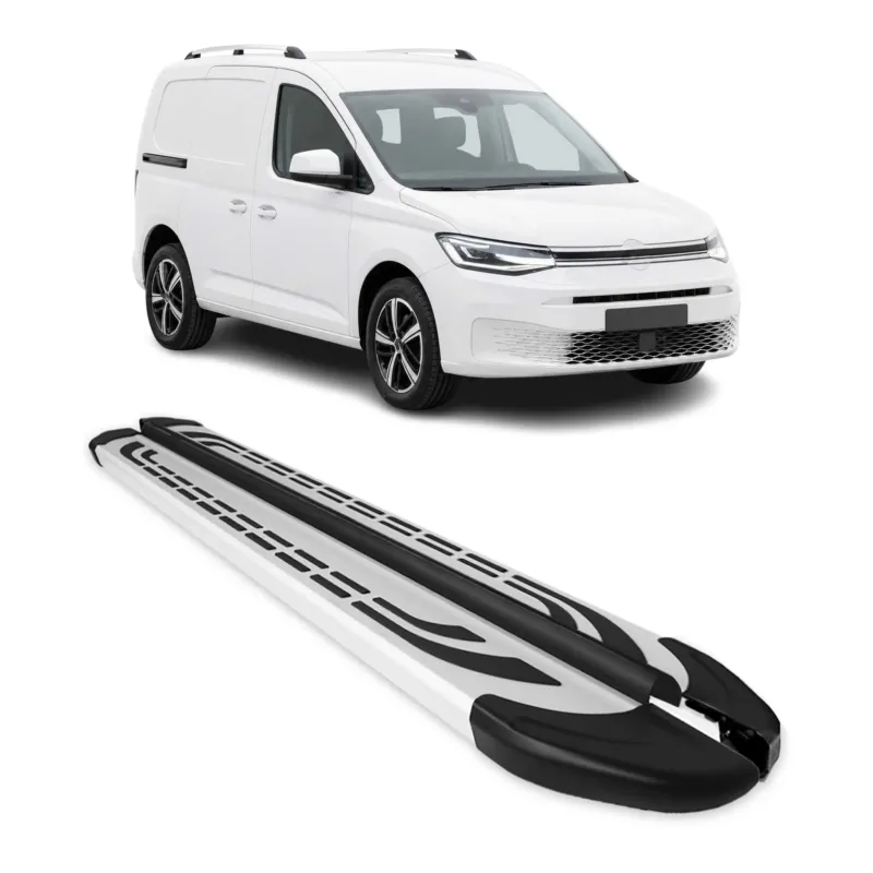 Trittbretter Seitenschweller Seitenbretter für VW Caddy Maxi 2020-26 L2 Alu Grau