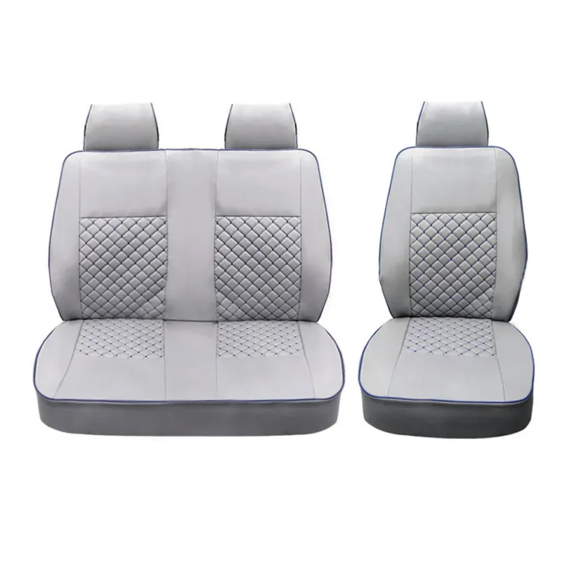 Schonbezüge Sitzbezüge für VW Transporter T5 2003-2015 Leder Grau Blau 2+1