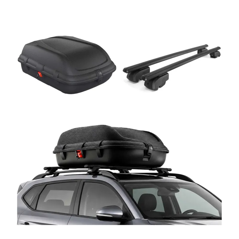 Carbonlook Dachbox 270L + Alu Dachträger Fiat 500X 2015-2026 Schwarz