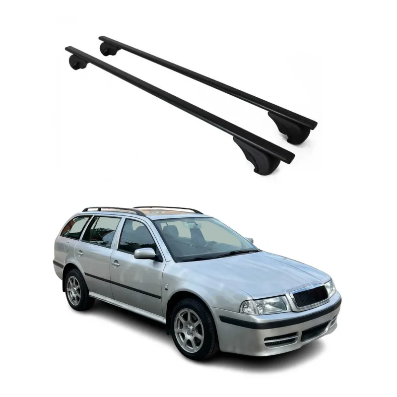 Dachträger Grundträger für Skoda Octavia mk1 Kombi 1998-2004 75kg Schwarz Stahl