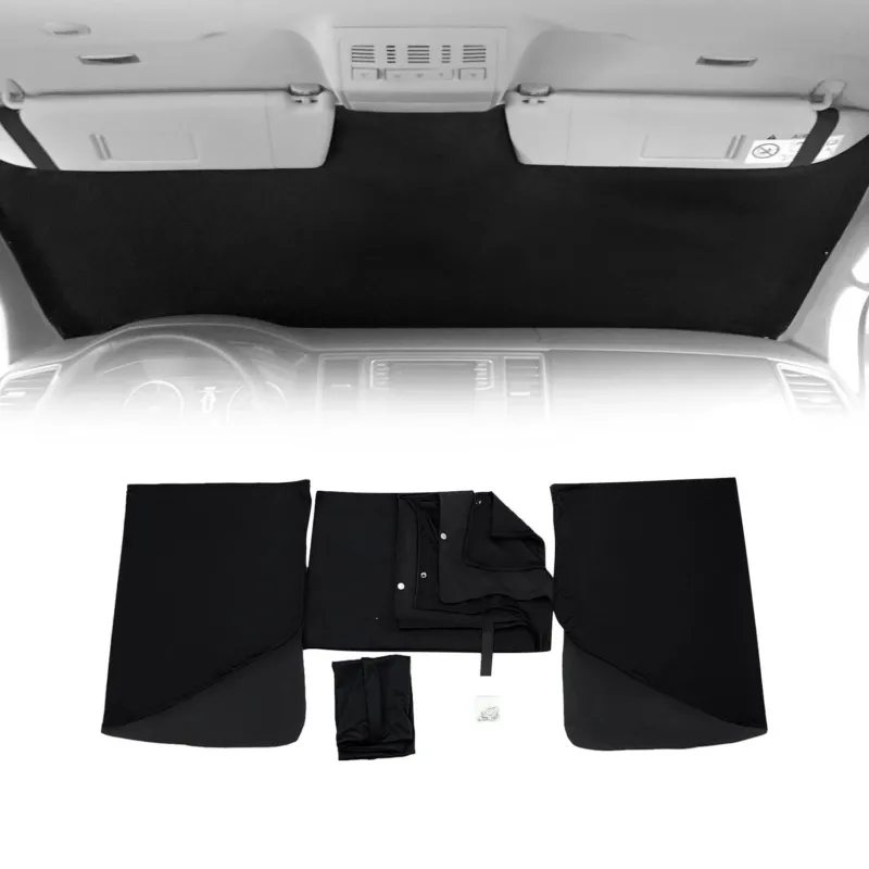Frontscheibe Gardinen Maß Vorhänge für Fiat Doblo 2010-2021 Schwarz 3tlg