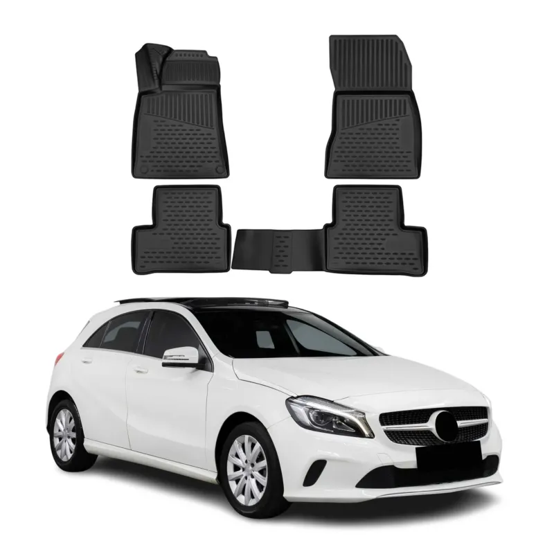 OMAC Fußmatten für Mercedes A Klasse W176 2015-2018 TPE Automatten Schwarz 4tlg