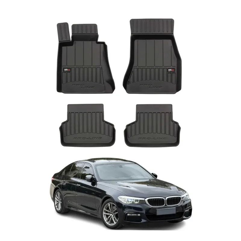 OMAC Gummi Fußmatten für BMW 5er G31 Touring 2017-2020 Premium Gummi Schwarz 4x