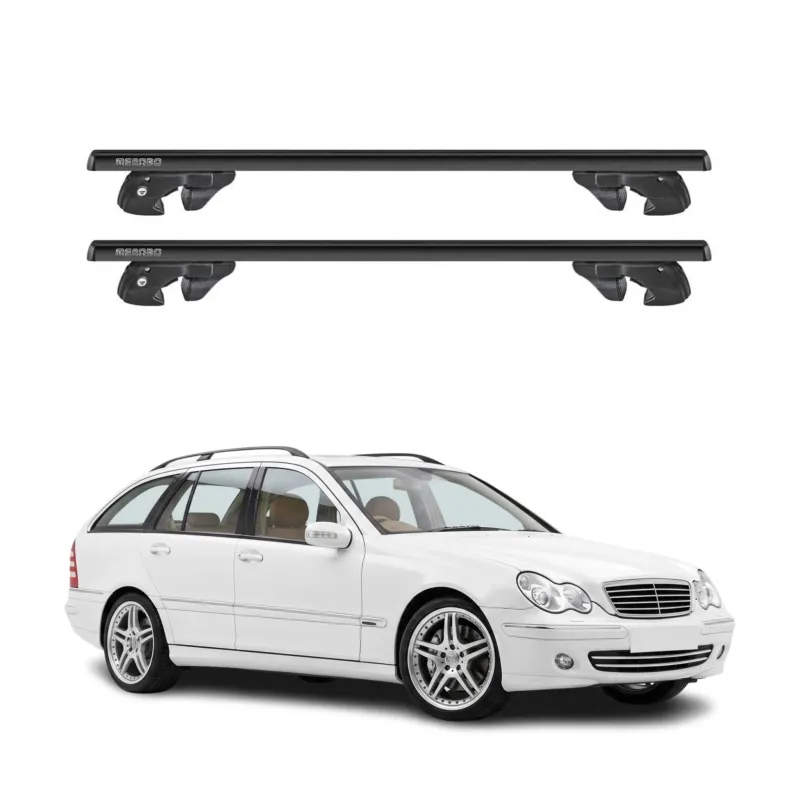 Dachträger Grundtäger für Mercedes C Klasse S203 2001-2007 Alu TÜV Schwarz 2tlg