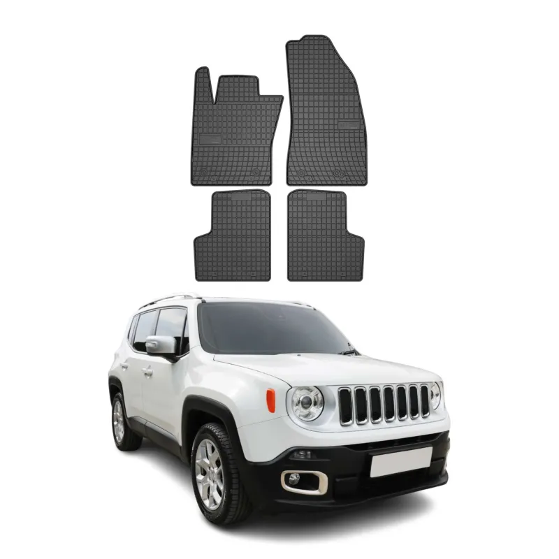 Fußmatten Automatten Gummimatten für Jeep Renegade 2014-2018 Schwarz 4x