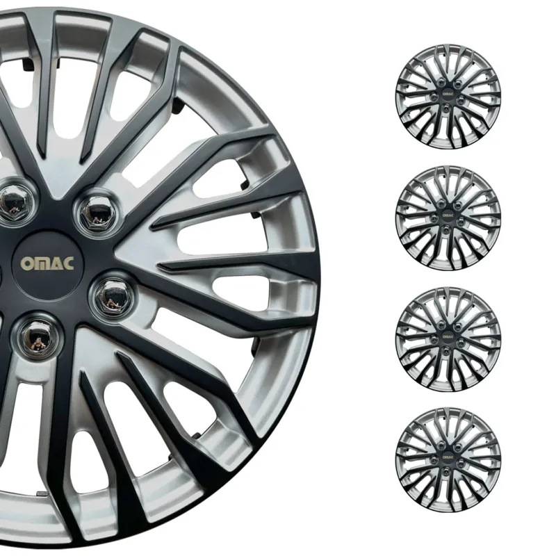 14 Zoll Radkappen Universal Radzierblenden Grau-Schwarz Matte 4 Stück Radblenden