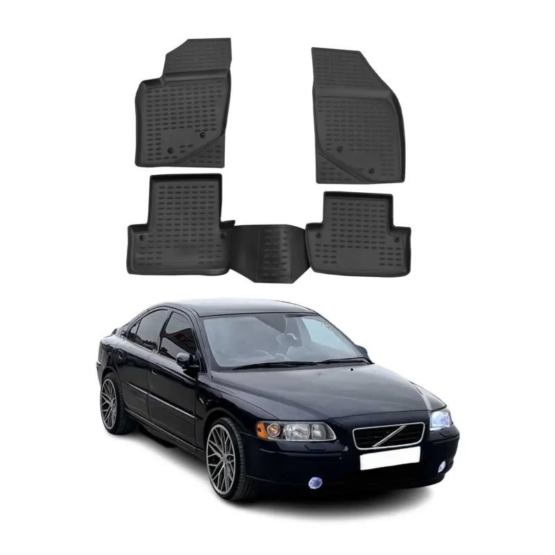 OMAC Gummimatten Fußmatten für Volvo S60 2000-2009 TPE Automatten Schwarz 4x