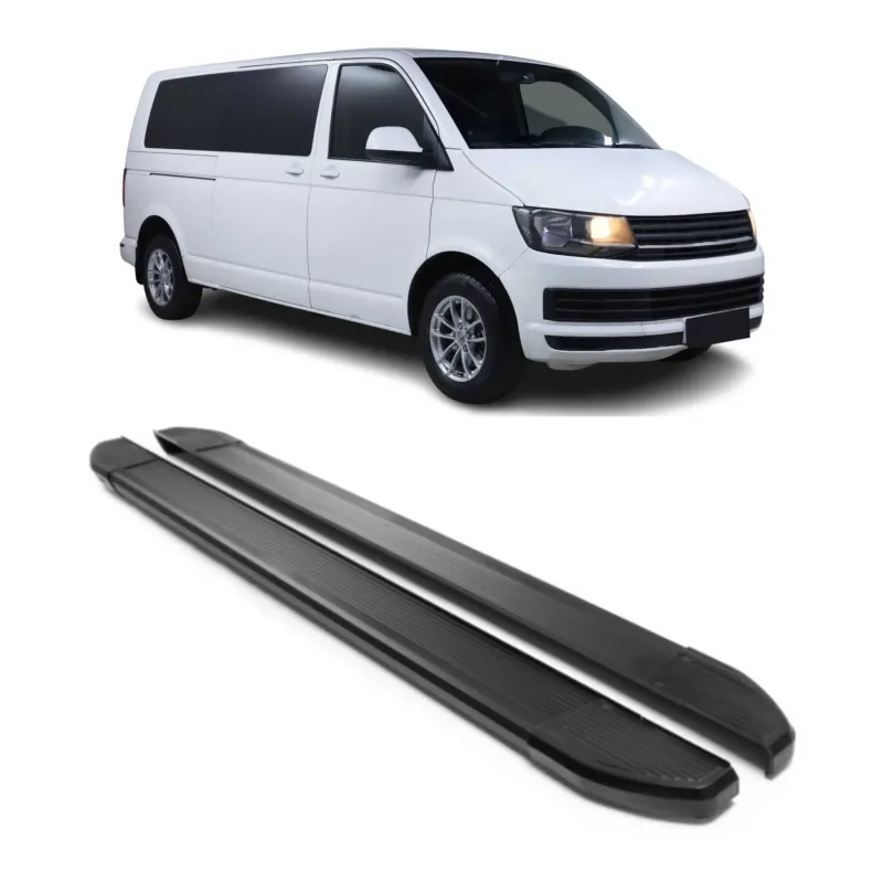 Alu Seitenschweller Trittbretter für VW T6 T6.1 alle 2015-2024 L2 Langer Schwarz