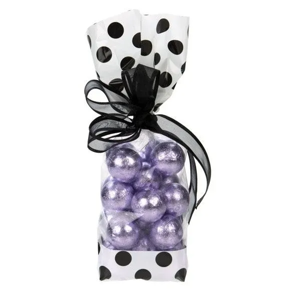 Printed Bags White with Black Dots 6.7x4.8x27.3cm with side gusset