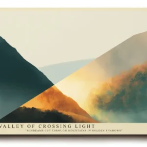 Paul Sinus Wandbild The Valley of Crossing Light Golden Mountains in Shadow and Sun