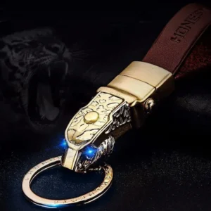 Elegant Leather Leopard Keychain Light - Image 0
