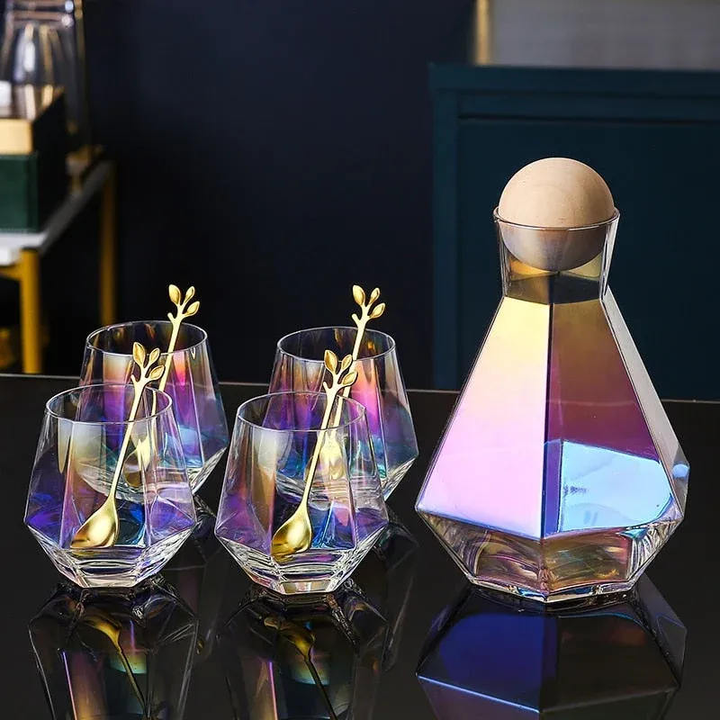 Diamond Shaped Clear Glass Pitcher Set - Image 0