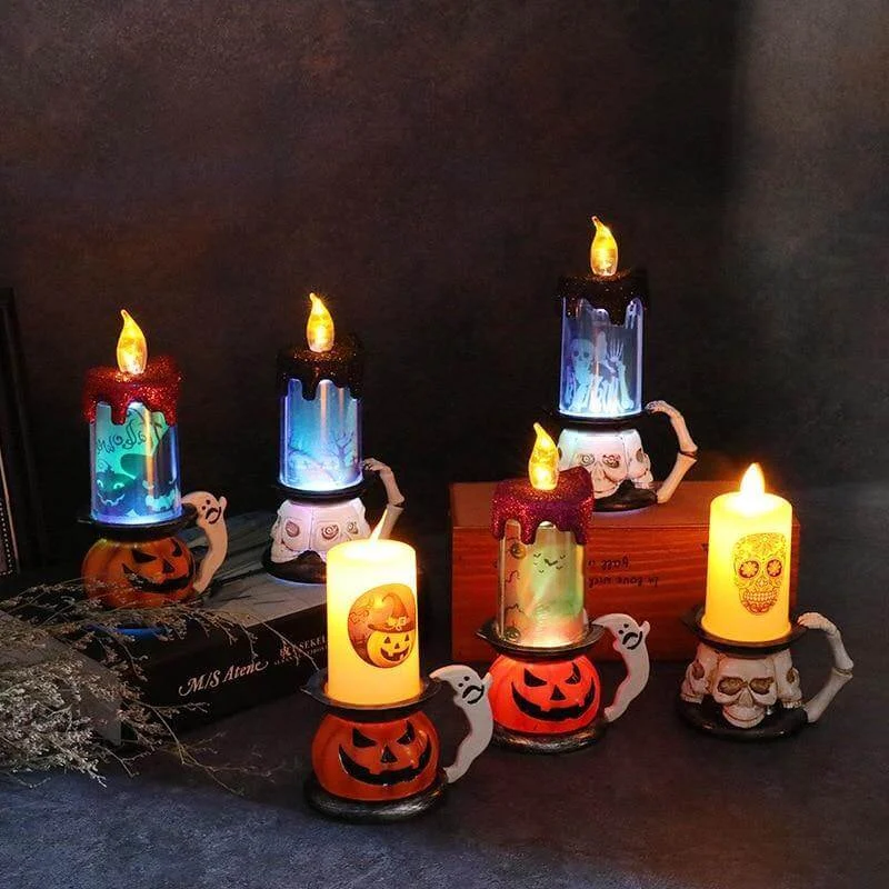 3D Pumpkin Skeleton Halloween Candle Lights - Image 0