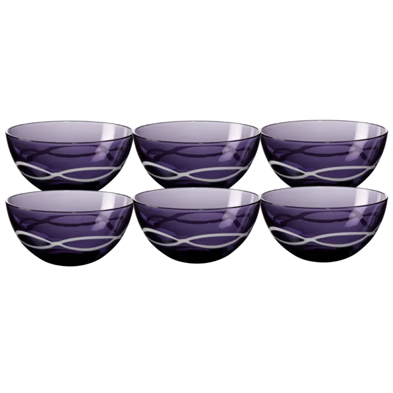 6 Schälchen Kompottschale Müßlischale Obst Glas lila violett Schale 12,5cm