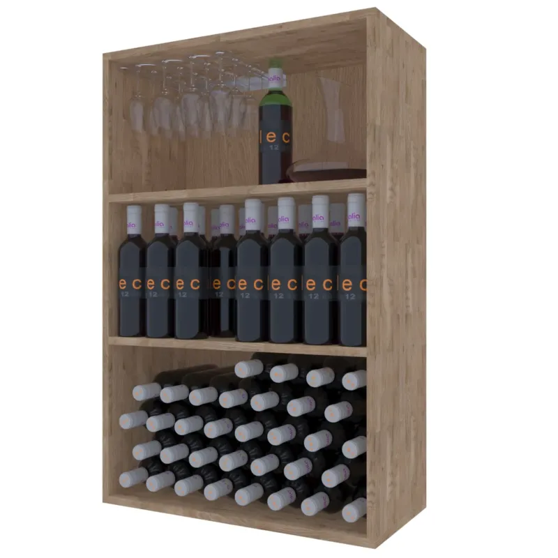 Weinregal für 96 Flaschen Expovinalia Corullón Godello 2523 – Kiefer in heller Eichenoptik – EX2523